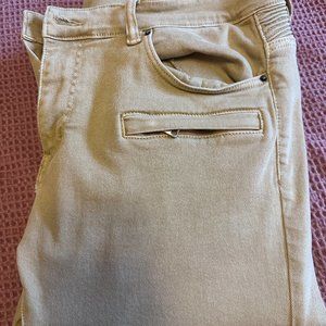 Crysp Denim Moto Skinny Stretch Jean, 38x32, Tan